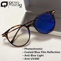 Lunettes Photochromiques Rondes TR90 pour Femme Anti-Lumière Bleue et Anti-Reflet UV400 Qingqing En Promotion