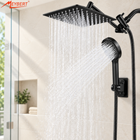 Ensemble de douche pluie haute pression 8 pouces avec pommeau carré à double poignée, plusieurs modes de pulvérisation, douchette à main en acier inoxydable