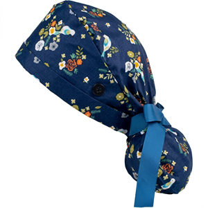 Gorro Quirúrgico Unisex con Estampado Floral, Cierre con Botones y Lazos, Tejido Elástico de Spandex/Poliéster, Sin Costuras, para Hospital - Product Image 1
