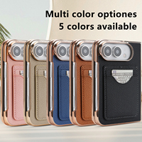 Étui de téléphone en cuir PU premium multicolores avec porte-cartes et béquille fine antichoc pour iPhone Duo