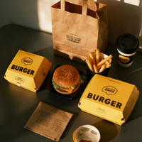 Boîtes d'emballage écologique fast-food Boîte à hamburger en papier kraft avec impression de logo