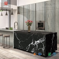 Dalle de pierre frittée personnalisée 12 mm veinée argentée effet Dragon Vein, 1600x3200mm, finition mate, jointée en livre, pour projet de crédence de cuisine