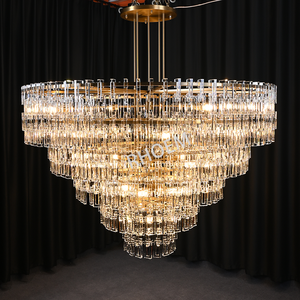 Lustre Rond Étages RHOEM Marignan pour Salon, Villa, Lustre en Cristal pour Escalier, Luminaires de Luxe pour Décoration Intérieure - Product Image 1