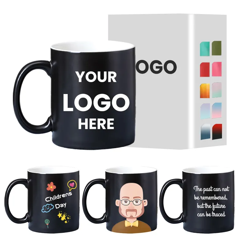 Vente en gros de tasses à café personnalisées en céramique blanche de 11oz avec logo personnalisé et sublimation imprimée