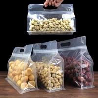 Pochette debout refermable transparente personnalisée Sac d'emballage à fond plat en plastique avec fermeture éclair avec poignée