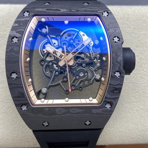 LuxurySkeleton Automatic Mechanical <b>Watch</b> Carbon Fiber <b>Case</b> Sapphire Crystal Rubber Strap 055 Men's Tourbillon Rectangle Dial - Product Image 1