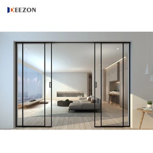 Porte coulissante en verre unique moderne cadre mince insonorisé en alliage d'aluminium extrêmement étroit pour l'intérieur salon jardin garage - Product Image 3