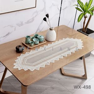 European Style Hollow Lace Table Runner 33X114cm White Washable Home Decoration - Product Image 2