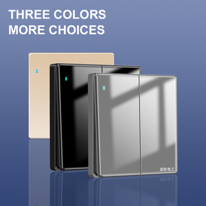 Hiện đại mỏng 16A 250V điện <span class=keywords><strong>push</strong></span> <span class=keywords><strong>button</strong></span> tường ánh sáng Thiết bị chuyển mạch nhà máy bán buôn Tempered Glass bảng điều chỉnh dây Đối với trang chủ sử dụng Anh - Product Image 5