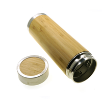 Tasse à thé isotherme réutilisable en bambou écologique, avec isolation sous vide en acier inoxydable, personnalisable avec logo gravé au laser, durable