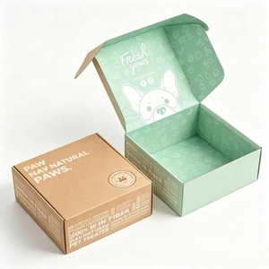 Boîte à rabat personnalisée avec impression <span class=keywords><strong>de</strong></span> croquis d'animaux, blanc et vert clair, impression intégrale, papier recyclé épais pour l'emballage <span class=keywords><strong>de</strong></span> friandises pour animaux <span class=keywords><strong>de</strong></span> compagnie - Product Image 1