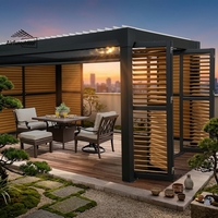Pergola bioclimatique motorisée en aluminium avec toit rétractable, imperméable et protection UV pour jardin et terrasse extérieurs