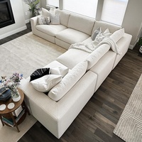 Canapé en tissu en forme de L, style minimaliste français, salon nordique, nouveau modèle 2025, blanc crème, coton et lin, canapé amovible