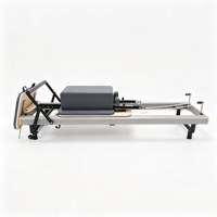 Reformer de Pilates Premium, Estructura de Aleación de Aluminio con Recubrimiento en Polvo Gris, Equipo de Ejercicio de Pilates Premium para el Hogar o el Estudio