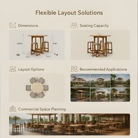 Mobilier d'extérieur Ensemble de bar de jardin Tables et chaises de bar de restaurant Ensemble de meubles de bar en aluminium et bois de teck pour salle à manger