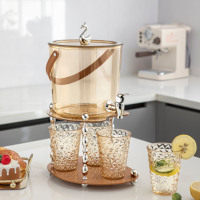 Distributeur de boissons moderne en plastique 3,5L/5L avec robinet, seau à boissons 4 tasses, base élégante pour hôtels, traiteurs et événements