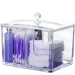 ऐक्रेलिक 4-ग्रिड डिजाइन कपास पैड और स्वैब धारक क्रिस्टल स्पष्ट वर्ग फ्लोसर बॉक्स इंजेक्शन तकनीक - Product Image 1