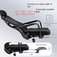 Chaise de bureau ergonomique moderne à dossier haut en maille, pivotante et réglable, avec appui-tête, support lombaire, inclinable et repose-pieds coulissant