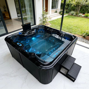 Spa de <span class=keywords><strong>piscine</strong></span> extérieur 6 personnes, couleur noire, avec Smart TV et Wi-Fi, pour villa et jardin, bain à remous hydromassant - Product Image 1