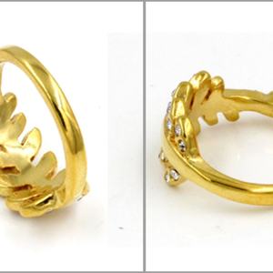 Bagues fantaisie pour femmes en forme de feuille de cristal, bague enveloppante en forme de feuille - Product Image 4