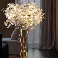 Lampadaire En Laiton Doré avec Table Led Torchiere Uplighter Arbre Art Déco Lumineux Grand Confort Visuel Chambre Lampadaire Debout