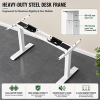 Bureau assis-debout électrique ergonomique et durable en fer, avec double moteur dissimulé, réglable en hauteur sur 2 niveaux, pour le bureau