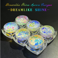 Serpihan Bubuk Kuku Cloud Brocade, Set Multiwarna Efek Chrome Berubah Warna untuk Perlengkapan Salon Manikur DIY Seni Kuku Gel UV