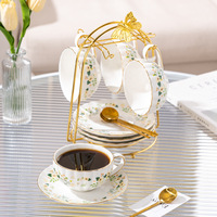Ensemble de tasses à café en céramique de luxe européen service à thé de l'après-midi tasse à thé à fleurs exquises tasse à café en céramique soucoupe