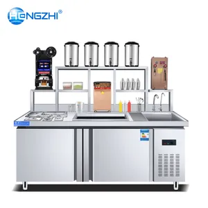 HENGZHI personalizou todo o conjunto de equipamentos para loja de chá Boba, mesa de trabalho com barra de chá e bolhas, solução completa para loja de chá com leite
