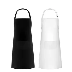 Wholesale black white Pocket apron polyester custom printed logo adverstisement high quality chef apron