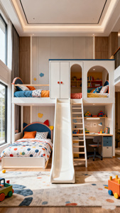 <span class=keywords><strong>Lit</strong></span> superposé pour enfants <span class=keywords><strong>avec</strong></span> maisonnette dans les arbres, rose <span class=keywords><strong>et</strong></span> bleu contrastés, <span class=keywords><strong>avec</strong></span> <span class=keywords><strong>bureau</strong></span> en dessous <span class=keywords><strong>et</strong></span> <span class=keywords><strong>toboggan</strong></span> pour plusieurs enfants - Product Image 4