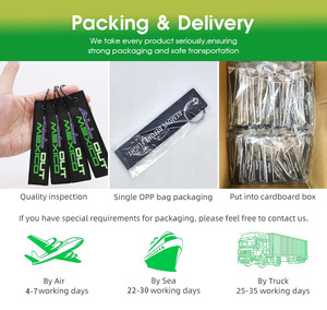 Porte-clés tissé brodé <span class=keywords><strong>personnalisé</strong></span>, étiquette de vol, « Retirer avant le vol », pour moto, bagages, promotionnel, avec logo de marque, sangle en tissu - Product Image 6