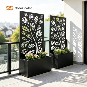 Jardinera Metálica Gnee con Diseño de Hojas, Acabado Oxidado, Soporte Minimalista para Plantas de Exterior, para Flores y Plantas Verdes - Product Image 6
