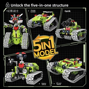 Ensemble de blocs de construction électriques ABS 5-en-1, modèle éducatif scientifique, <span class=keywords><strong>robot</strong></span> programmable à commande à distance par application, jouet d'ingénierie 705+ - Product Image 3