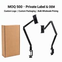 Support de téléphone à bras long en alliage d'aluminium, fixation sur bureau, rotation à 360° °   Support rotatif pliable de 69 cm pour ordinateurs portables universels de 5,6 à 17,3 pouces, vente en gros OEM