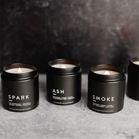 Bougie parfumée en cire de soja dans un récipient en forme de pilier noir mat avec couvercle, écologique, longue durée de combustion, pour la fragrance et la décoration de la maison