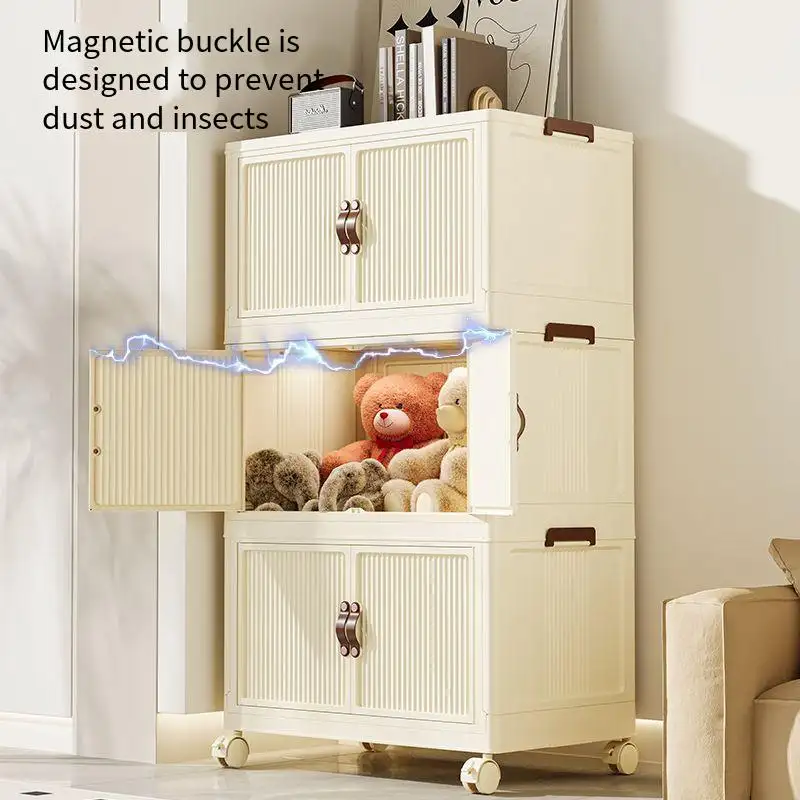 Boîte de rangement moderne en plastique crème armoire de rangement domestique pliable armoire rectangulaire pour le tri des vêtements de bébé