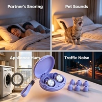 Bouchons d'oreilles compacts violet vif, réutilisables, anti-bruit, avec étui mignon pour étudiants et navetteurs