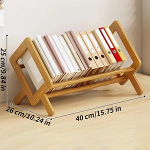 Wooden desktop <b>shelf</b>, office standing bookshelf, storage <b>rack</b>, home simple desktop bookshelf storage <b>rack</b> - Product Image 2