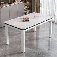 Ensemble de table à manger moderne sur mesure 4 places, table à manger en pierre frittée, chaises rembourrées, meubles pour la maison, pour usage hôtelier