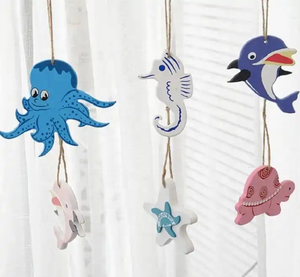 Decoración náutica, adorno de pared, pez de madera, <span class=keywords><strong>estrella</strong></span>, caballo de mar, serie mediterránea, colgante de pared decorativo, artesanías de regalo - Product Image 5