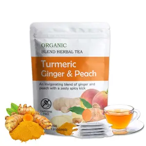 Private Label Good Flavor Herbal Blend Tea Support Overall Health Ginger Peach Turmeric Tea