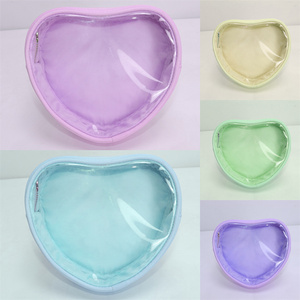 Trousse de Maquillage Légère et Écologique en PVC pour Femme Keymay, Motif Cœur Estival, Résistante à l'Eau, avec Fermeture Éclair, Pochette Organisateur - Product Image 1