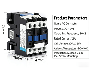 Contactor Industrial <span class=keywords><strong>Newlink</strong></span> CJX2-1210 1201 con Punto de Contacto Reforzado de Cobre Puro, 330V CA, Trifásico, 50/60Hz, 12A, Certificación CCC - Product Image 3