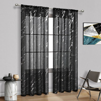 Voilage semi-transparent en polyester à motif marin argenté, style européen, écologique, personnalisable, toutes saisons, avec passe-tringle pour fenêtre