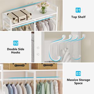 Organisateur de placard autoportant Tribesigns pour suspendre les vêtements, porte-vêtements robuste avec 4 tiroirs, 8 crochets et étagères de rangement - Product Image 5