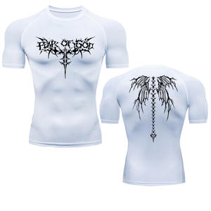 Camisetas de Compresión con Estampado de Alas para Hombre, Alta Elasticidad, Secado Rápido, Transpirables, Diseño de Alas Blancas, Ropa de Gimnasio, Estilo Deportivo - Product Image 3