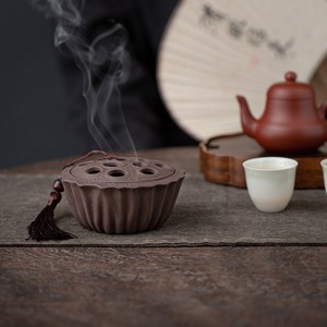 MSH Black Ceramic Lotus Pod Quemador de incienso hueco Agarwood Quemador de incienso para oficina - Product Image 2