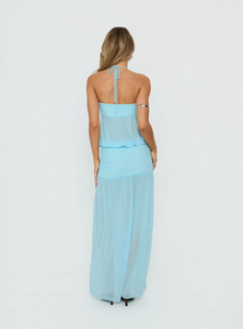 Elegant Chiffon Maxi Dress Tiered Ruched Flowy <b>Long</b> Dress for Women Summer Vacation Wear - Product Image 3
