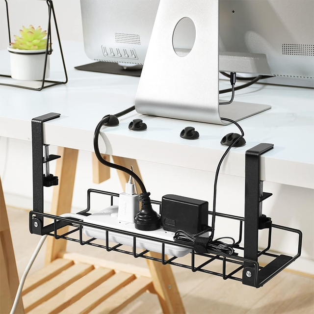 Cable Storage Management & Accessories Metal Wire Shelving Racks Adhesive Desk Cable Clips Cord Holder Organizer for Home Office